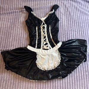 Leg Avenue Black and White Lace-Up Sexy Maid Dress